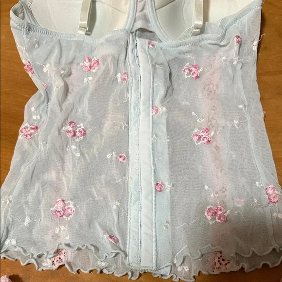 Vintage Floral Lace Victoria Secret  Lingerie Set - Mint Green - Picture 7 of 9